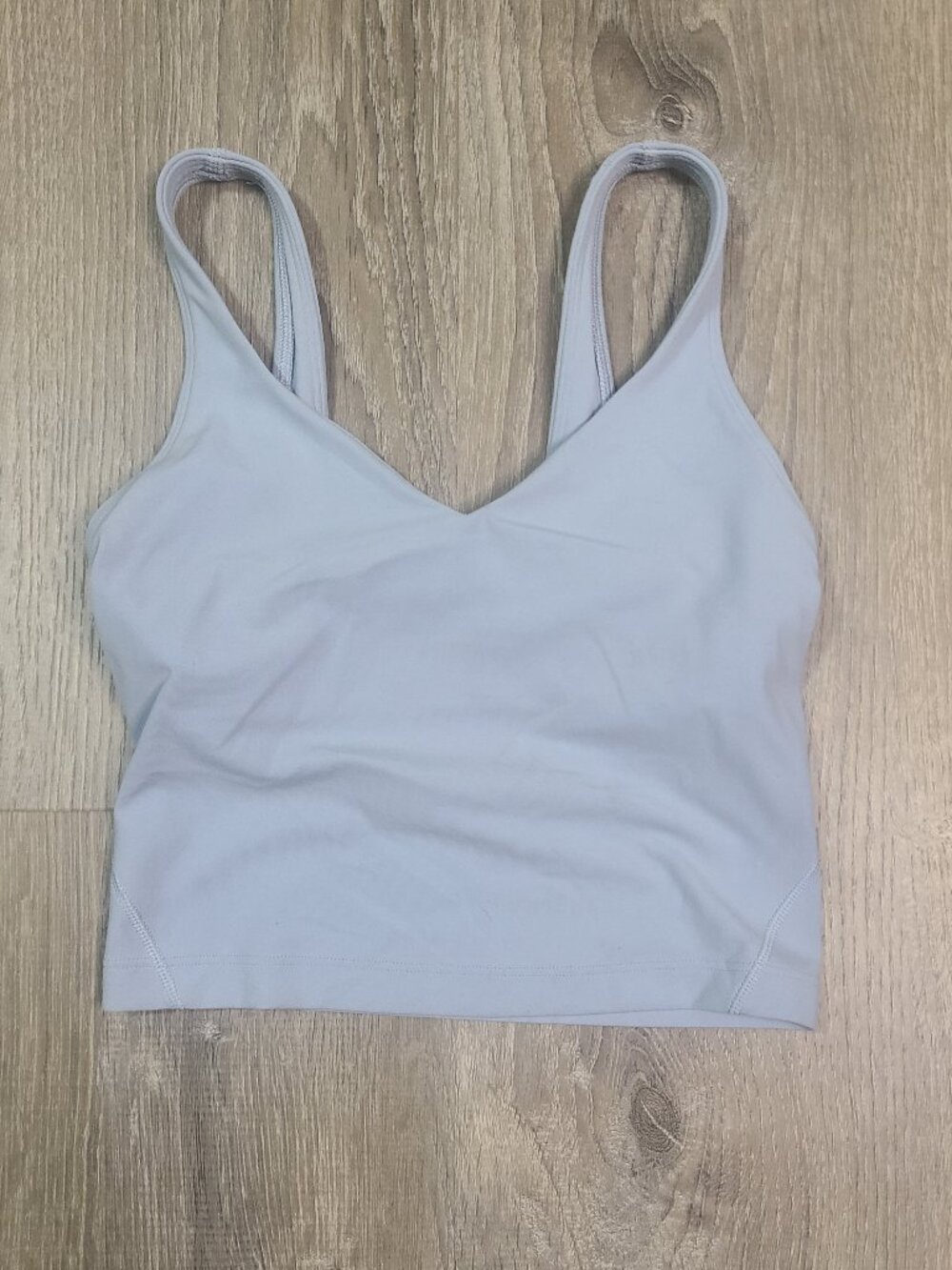 Lululemon Blue Linen Align V-Neck Built In Shelf Bra Cropped Tank Top - Size 0